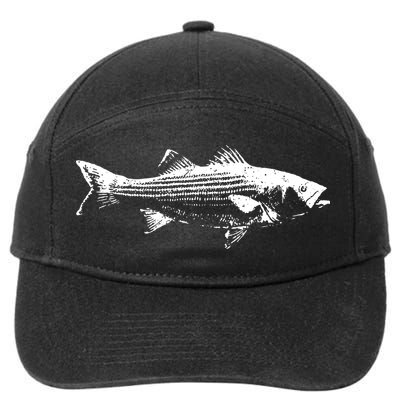 Striper Fishing Striped Bass Lucky Fishing 7-Panel Snapback Hat
