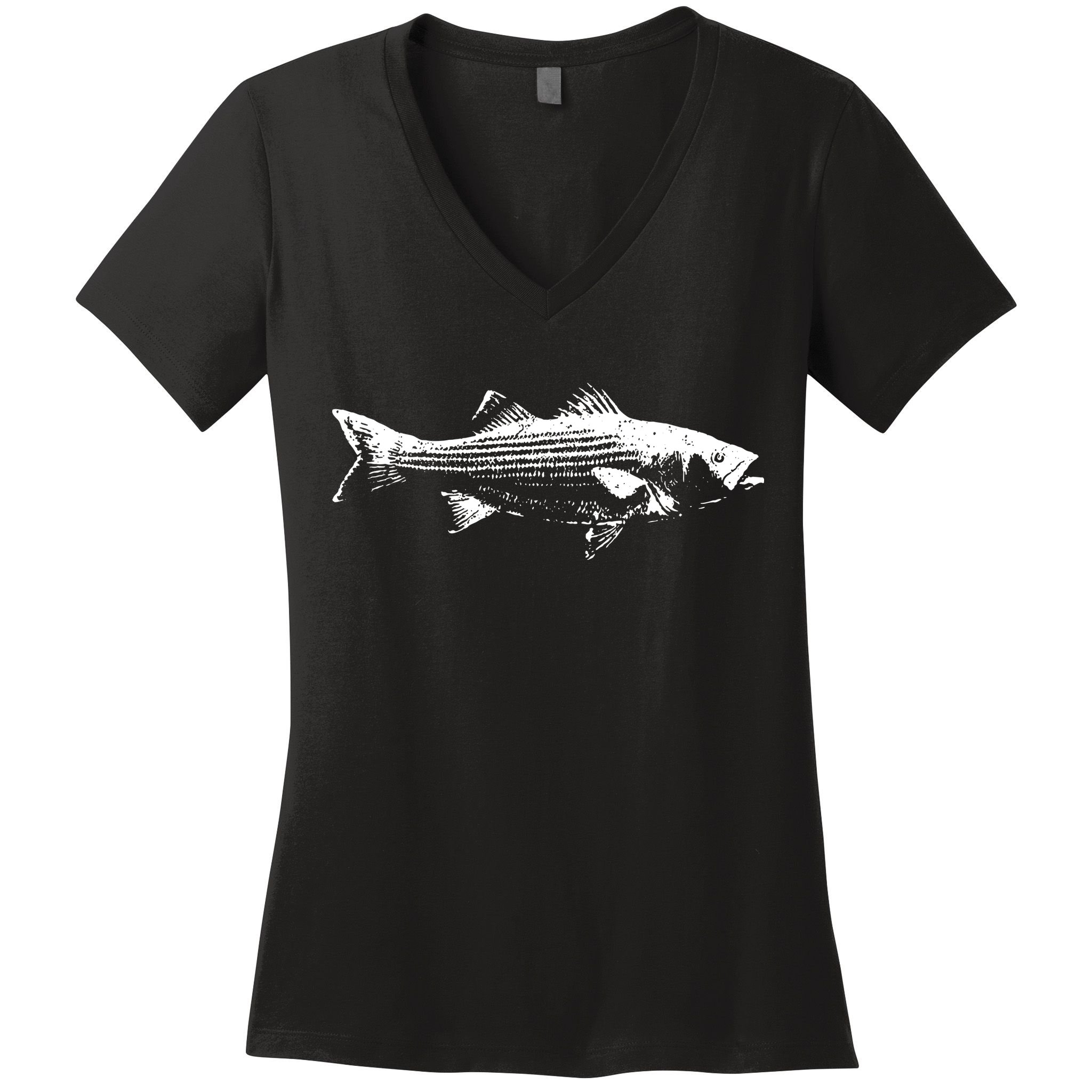 Striper Fishing Striped Bass Lucky Fishing Women's V-Neck T-Shirt