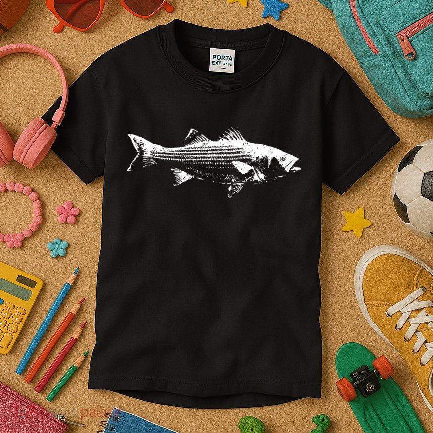 Striper Fishing Striped Bass Lucky Fishing Kids T-Shirt