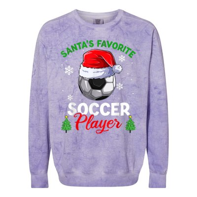 Santa's Favorite Soccer Player Christmas Pajama Colorblast Crewneck Sweatshirt