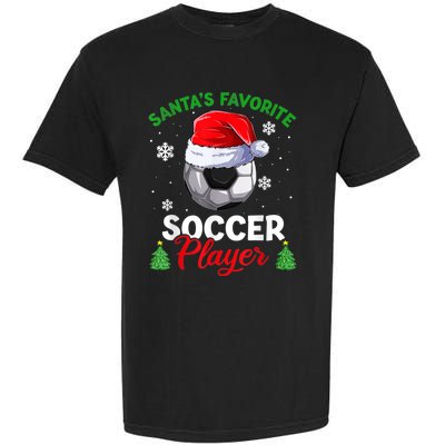 Santa's Favorite Soccer Player Christmas Pajama Garment-Dyed Heavyweight T-Shirt