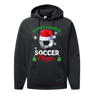 Santa's Favorite Soccer Player Christmas Pajama Performance Fleece Hoodie