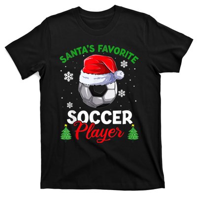 Santa's Favorite Soccer Player Christmas Pajama T-Shirt