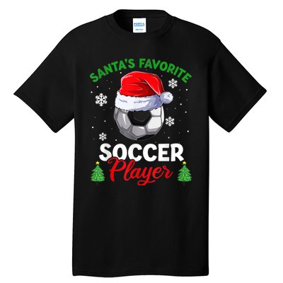 Santa's Favorite Soccer Player Christmas Pajama Tall T-Shirt