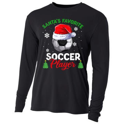 Santa's Favorite Soccer Player Christmas Pajama Cooling Performance Long Sleeve Crew