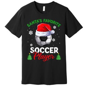 Santa's Favorite Soccer Player Christmas Pajama Premium T-Shirt