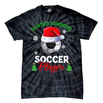 Santa's Favorite Soccer Player Christmas Pajama Tie-Dye T-Shirt