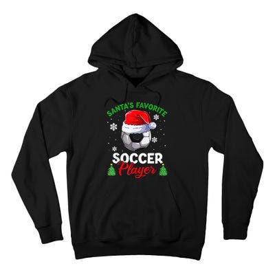 Santa's Favorite Soccer Player Christmas Pajama Tall Hoodie