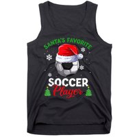 Santa's Favorite Soccer Player Christmas Pajama Tank Top