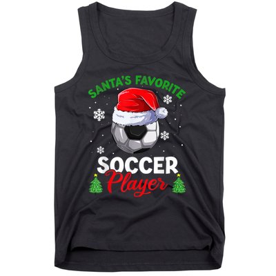 Santa's Favorite Soccer Player Christmas Pajama Tank Top