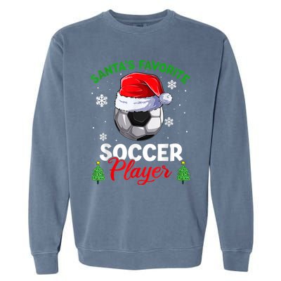 Santa's Favorite Soccer Player Christmas Pajama Garment-Dyed Sweatshirt