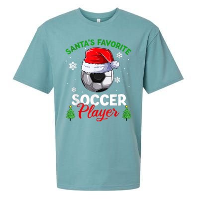 Santa's Favorite Soccer Player Christmas Pajama Sueded Cloud Jersey T-Shirt