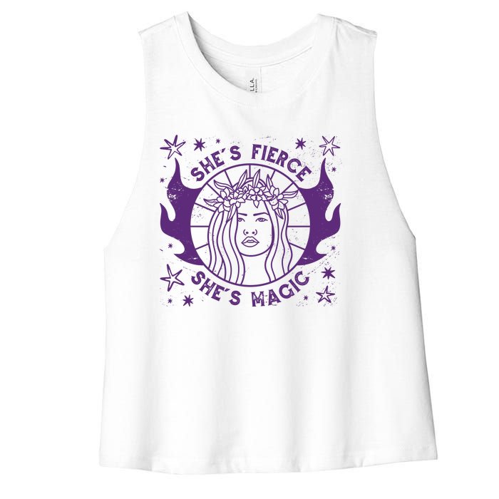 She's Fierce She's Magic Women's Racerback Cropped Tank