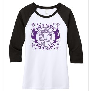 She's Fierce She's Magic Women's Tri-Blend 3/4-Sleeve Raglan Shirt