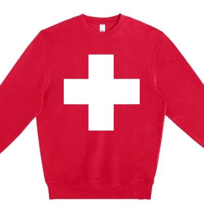 Swiss Flag Switzerland Souvenir Schweiz Gift Suisse Svizzera Premium Crewneck Sweatshirt