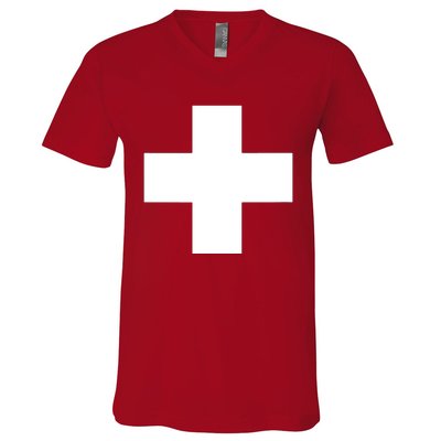 Swiss Flag Switzerland Souvenir Schweiz Gift Suisse Svizzera V-Neck T-Shirt