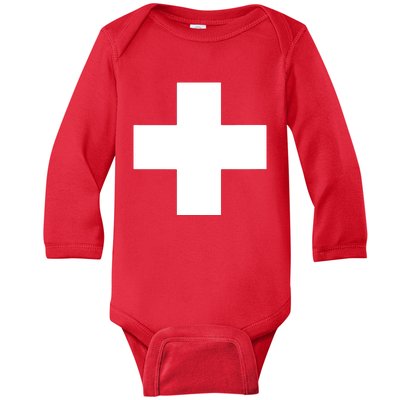 Swiss Flag Switzerland Souvenir Schweiz Gift Suisse Svizzera Baby Long Sleeve Bodysuit