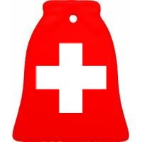 Swiss Flag Switzerland Souvenir Schweiz Gift Suisse Svizzera Ceramic Bell Ornament