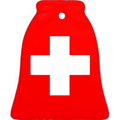 Swiss Flag Switzerland Souvenir Schweiz Gift Suisse Svizzera Ceramic Bell Ornament