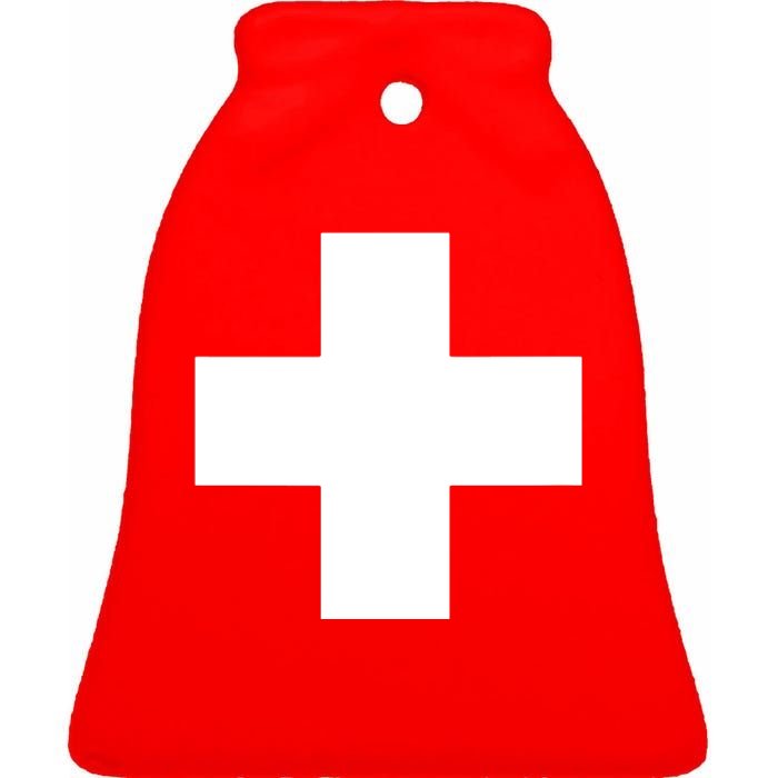 Swiss Flag Switzerland Souvenir Schweiz Gift Suisse Svizzera Ceramic Bell Ornament