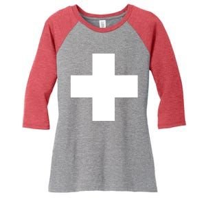 Swiss Flag Switzerland Souvenir Schweiz Gift Suisse Svizzera Women's Tri-Blend 3/4-Sleeve Raglan Shirt