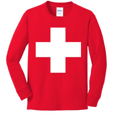 Swiss Flag Switzerland Souvenir Schweiz Gift Suisse Svizzera Kids Long Sleeve Shirt