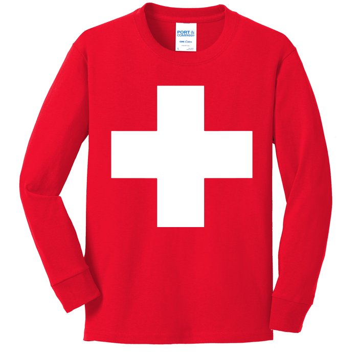 Swiss Flag Switzerland Souvenir Schweiz Gift Suisse Svizzera Kids Long Sleeve Shirt