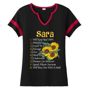 Sara Facts Sunflower Cool Gift Sara First Name Gift Ladies Halftime Notch Neck Tee