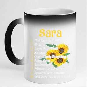 Sara Facts Sunflower Cool Gift Sara First Name Gift 11oz Black Color Changing Mug