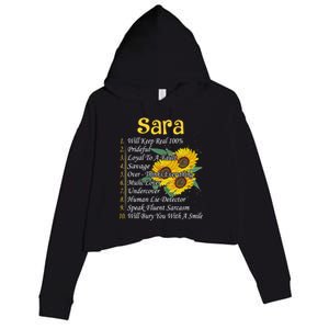 Sara Facts Sunflower Cool Gift Sara First Name Gift Crop Fleece Hoodie