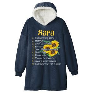 Sara Facts Sunflower Cool Gift Sara First Name Gift Hooded Wearable Blanket