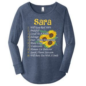 Sara Facts Sunflower Cool Gift Sara First Name Gift Women's Perfect Tri Tunic Long Sleeve Shirt