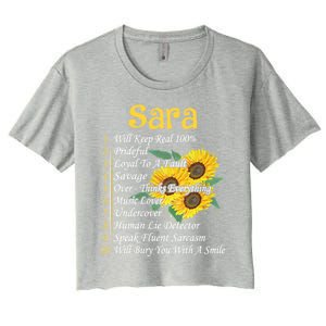 Sara Facts Sunflower Cool Gift Sara First Name Gift Women's Crop Top Tee