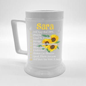 Sara Facts Sunflower Cool Gift Sara First Name Gift Beer Stein