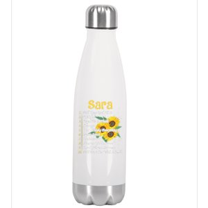 Sara Facts Sunflower Cool Gift Sara First Name Gift Stainless Steel Insulated Water Bottle