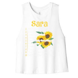 Sara Facts Sunflower Cool Gift Sara First Name Gift Women's Racerback Cropped Tank