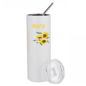 Sara Facts Sunflower Cool Gift Sara First Name Gift Stainless Steel Tumbler