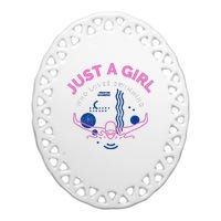 Swimming Funny Saying Just A Girl Who Loves Swimming Ceramic Oval Ornament