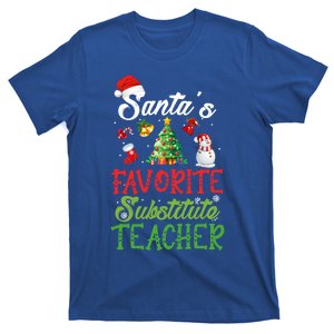 SantaS Favorite Substitute Teacher Christmas Tree Santa Hat Funny Gift T-Shirt