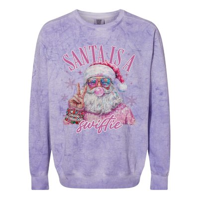 SantaS Favorite Swifty Merry Christmas Groovy Xmas Lights Colorblast Crewneck Sweatshirt