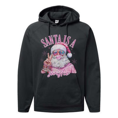 SantaS Favorite Swifty Merry Christmas Groovy Xmas Lights Performance Fleece Hoodie