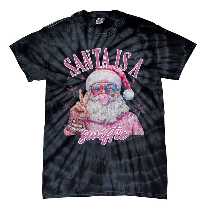 SantaS Favorite Swifty Merry Christmas Groovy Xmas Lights Tie-Dye T-Shirt