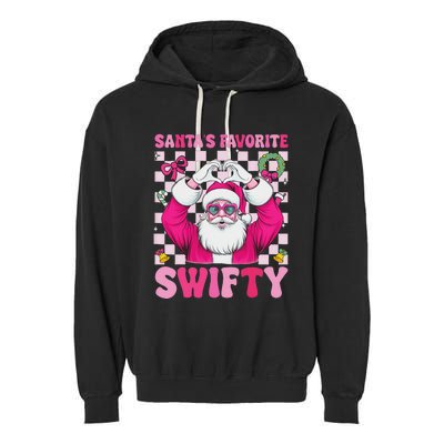 SantaS Favorite Swifty Merry Christmas Groovy Xmas Lights Garment-Dyed Fleece Hoodie