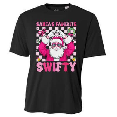 SantaS Favorite Swifty Merry Christmas Groovy Xmas Lights Cooling Performance Crew T-Shirt