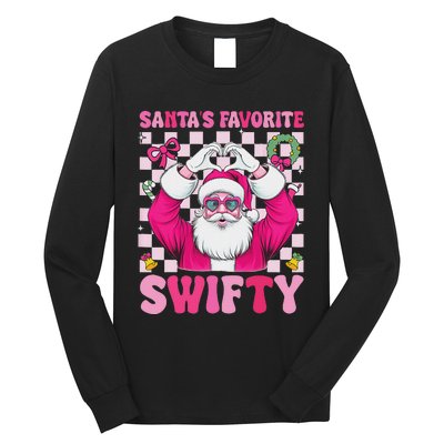 SantaS Favorite Swifty Merry Christmas Groovy Xmas Lights Long Sleeve Shirt