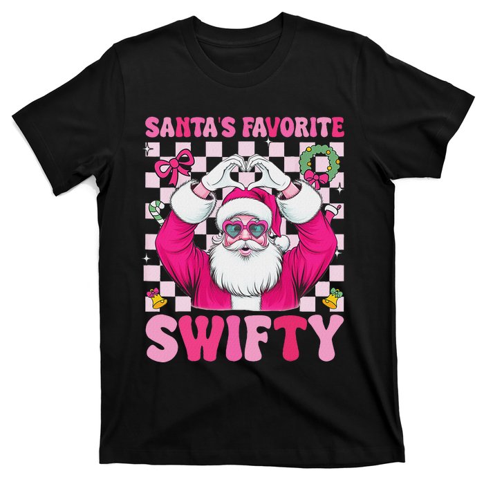 SantaS Favorite Swifty Merry Christmas Groovy Xmas Lights T-Shirt