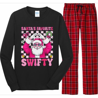 SantaS Favorite Swifty Merry Christmas Groovy Xmas Lights Long Sleeve Pajama Set