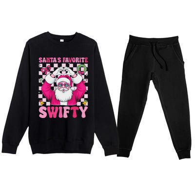 SantaS Favorite Swifty Merry Christmas Groovy Xmas Lights Premium Crewneck Sweatsuit Set