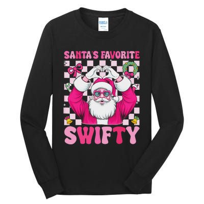 SantaS Favorite Swifty Merry Christmas Groovy Xmas Lights Tall Long Sleeve T-Shirt