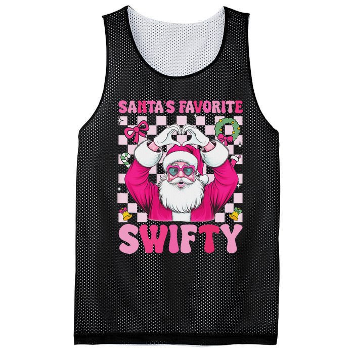 SantaS Favorite Swifty Merry Christmas Groovy Xmas Lights Mesh Reversible Basketball Jersey Tank